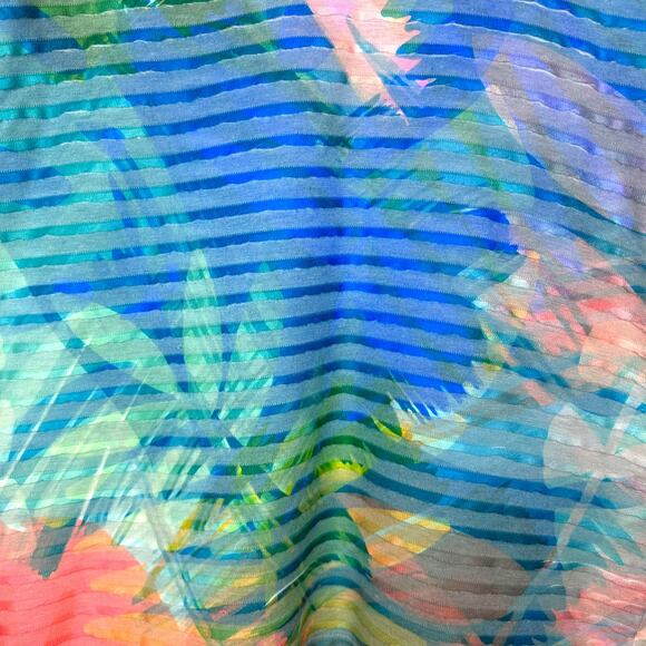 Soft Surroundings Banded Tunic Top L Multi Colored Tropical Print 3/4 Sleeve - Picture 10 of 11